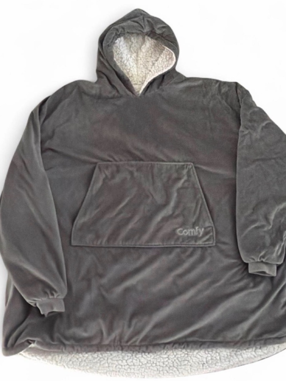 Comfy Oversized Gray Sherpa-Lined Hoodie